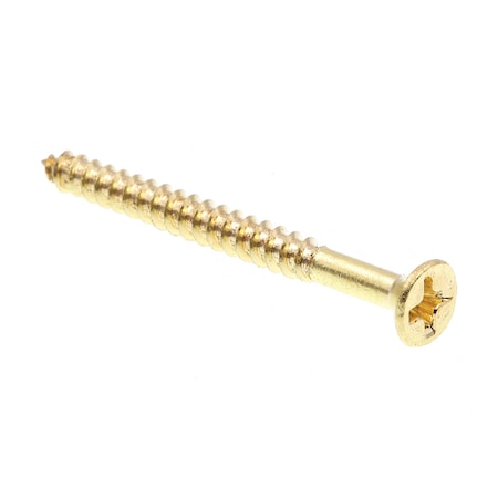 Wood Screw, Flat Head, Phillips Drive #6 X 1-1/2in Solid Brass 100PK